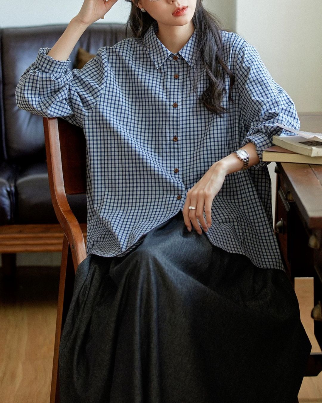 Classic Blue Check Shirt　LS058