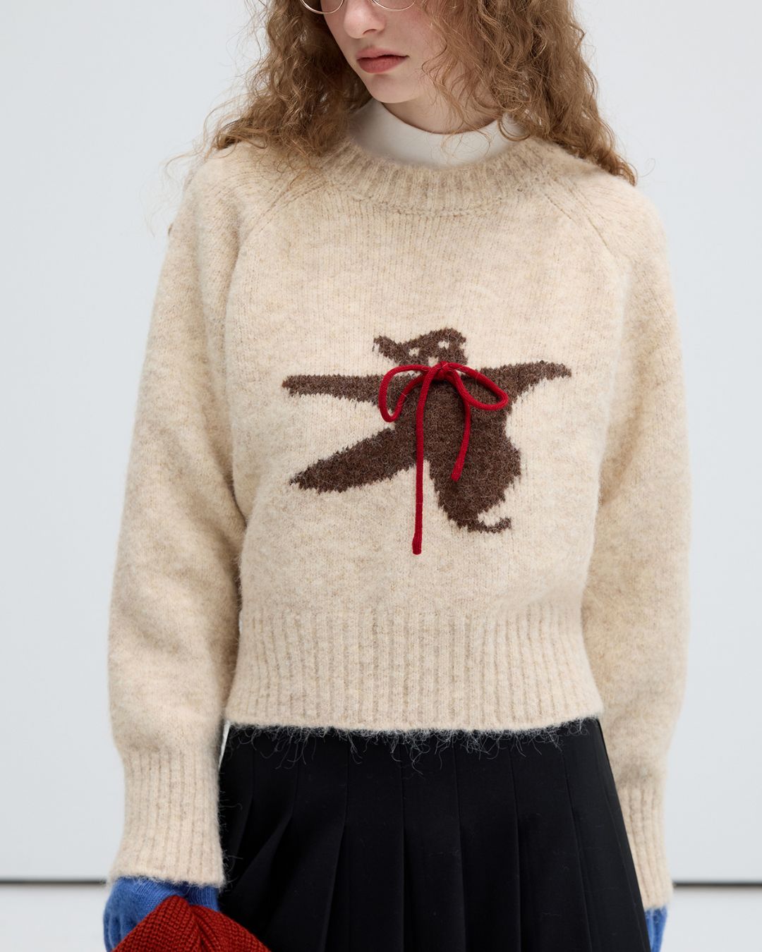Bow Tie Bear Wool Sweater　KN040