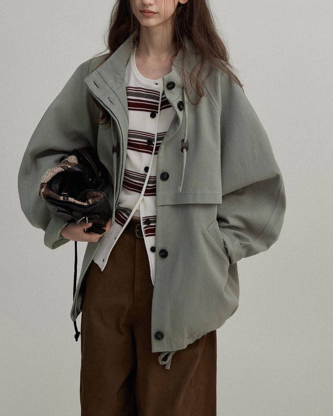 Stand Collar Drawstring Jacket　JK018