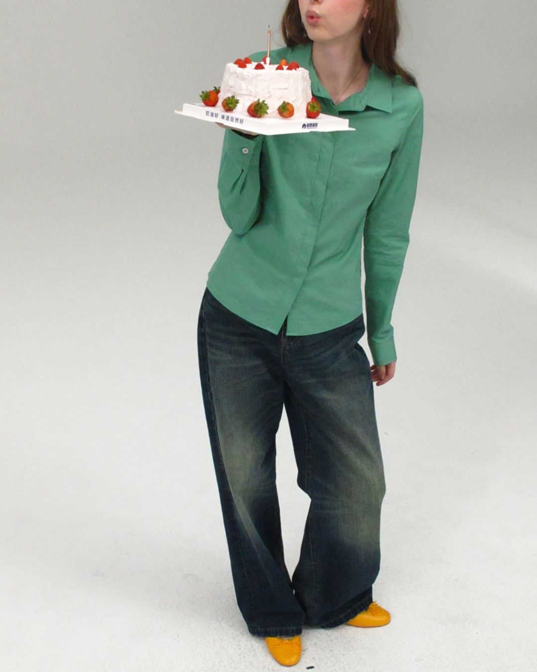 Washed Wide Straight Jeans　DP006