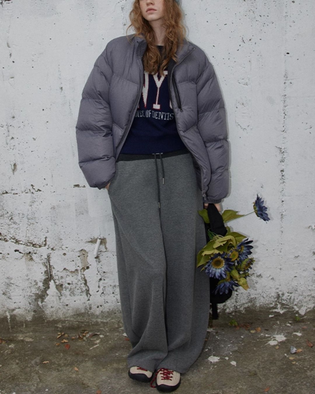 Color Block Curved Straight Pants　PT025