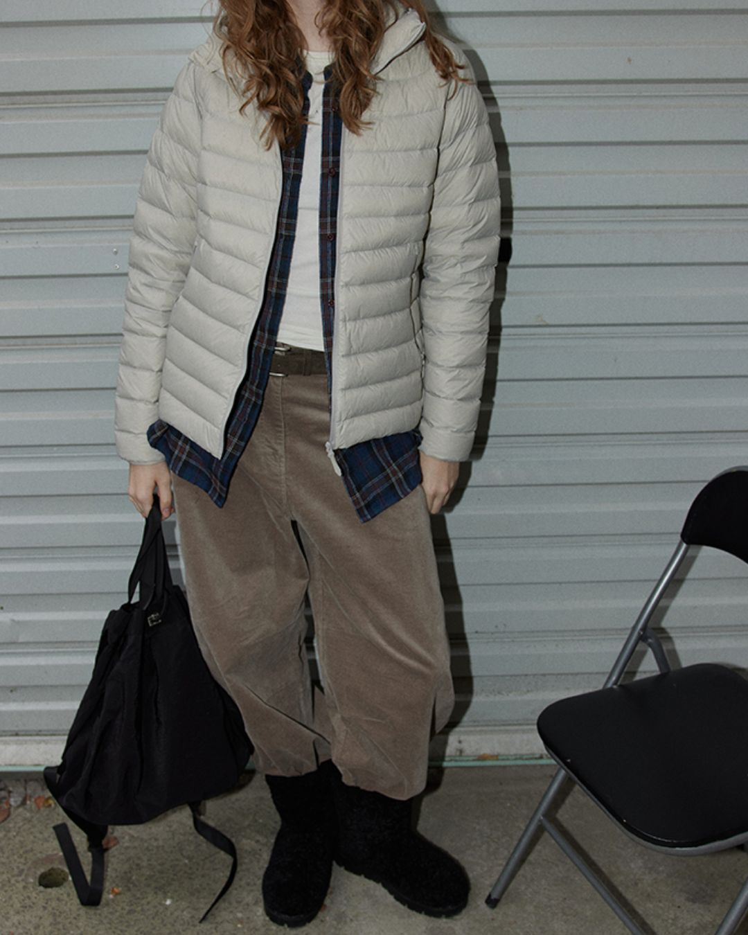 Navy Check Oversized Shirt　LS037