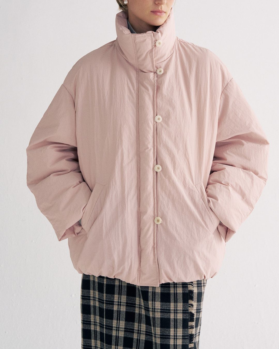 White Duck Down Gathered Jacket　JK079