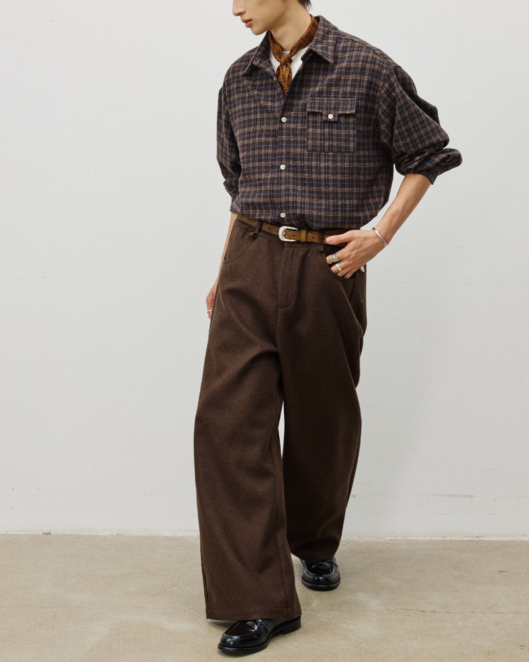 Flap Pocket Checked Flannel Shirt　LS036