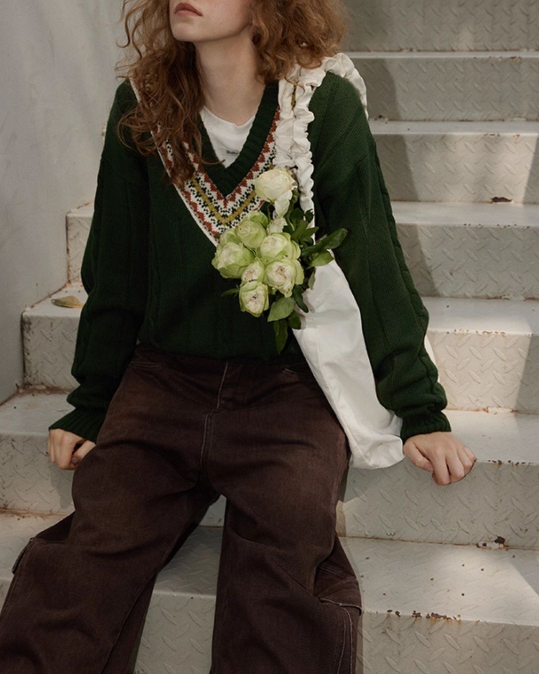 Fair Isle V-neck Sweater　KN053