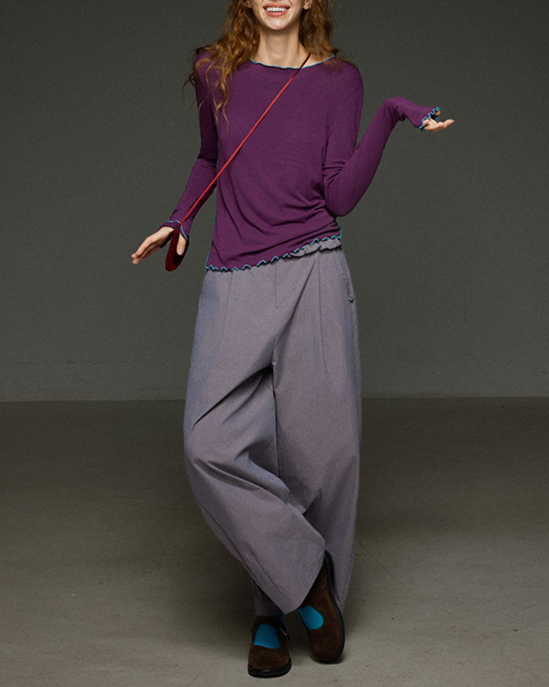 Color Stitch Mellow Frill T-shirt　LT013