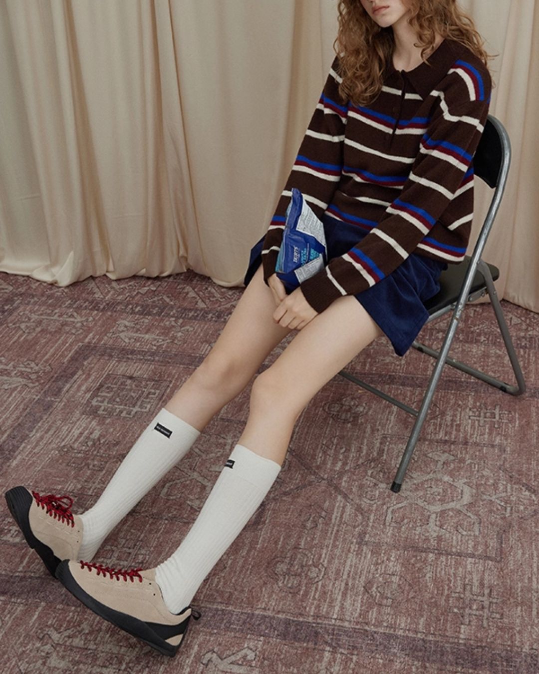 Contrast Border Polo Collar Knit　KN045