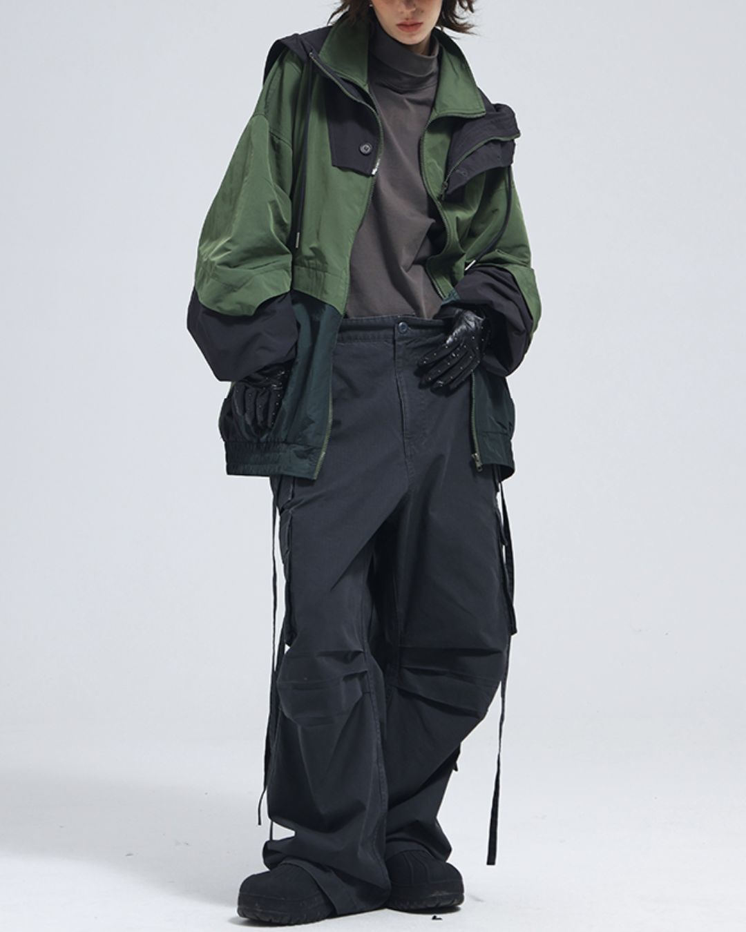 Oversized Colorblock Nylon Jacket　JK072