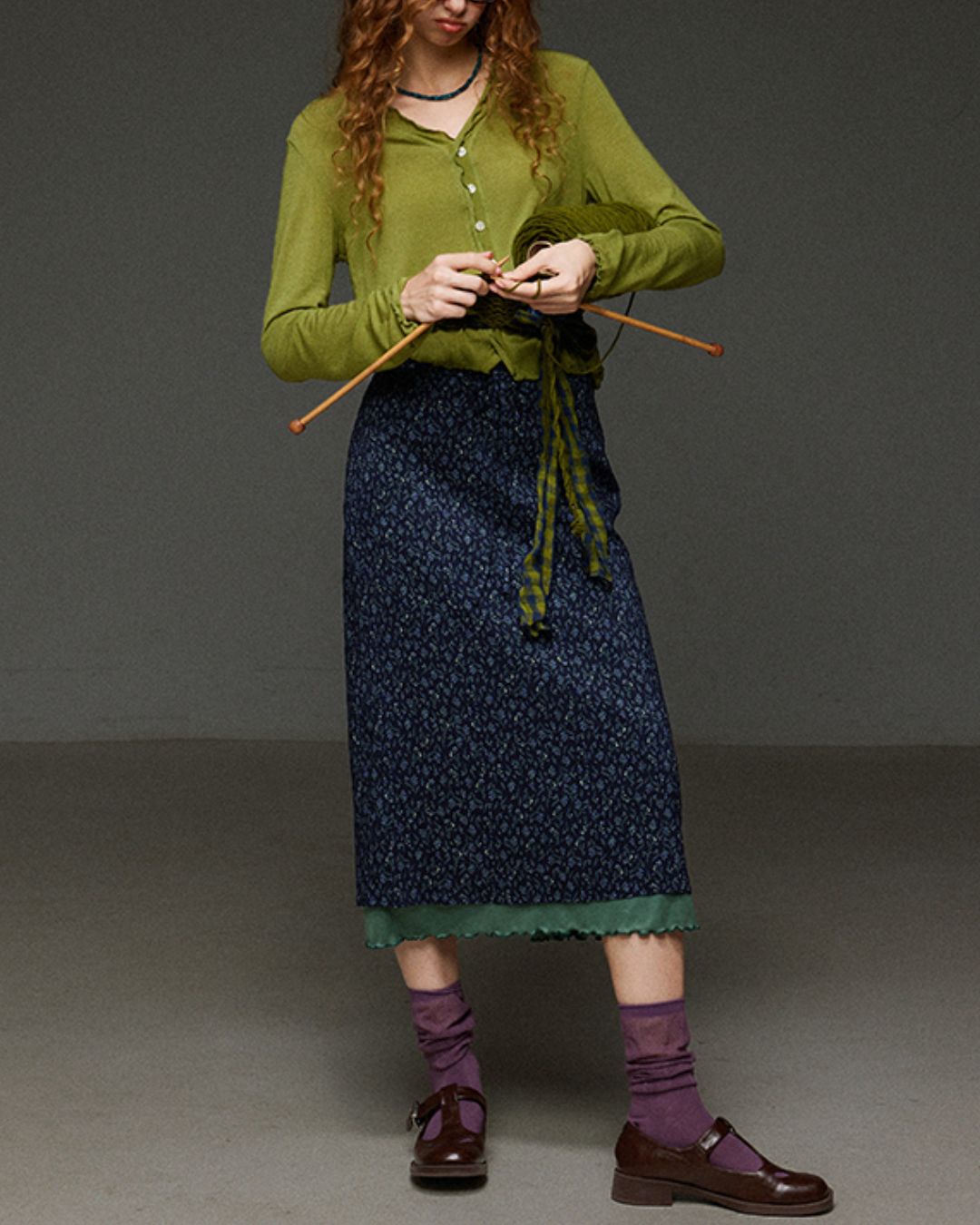 Merrow Frill V-Neck Knit Cardigan　KN032