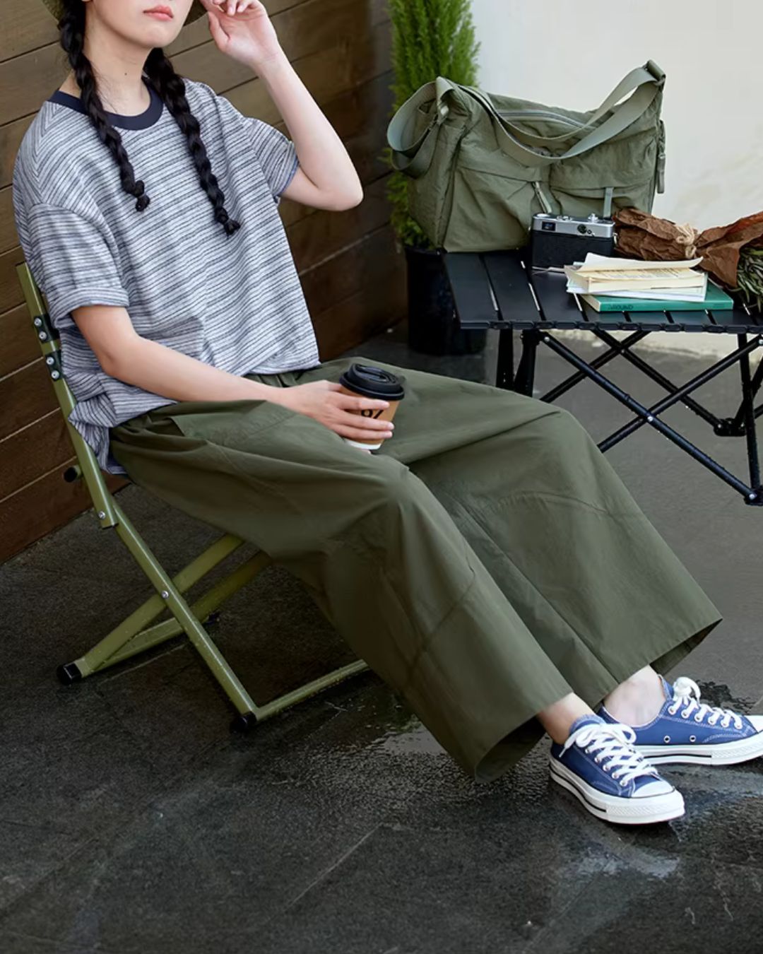 Breathable Cropped Wide Pants　PT048