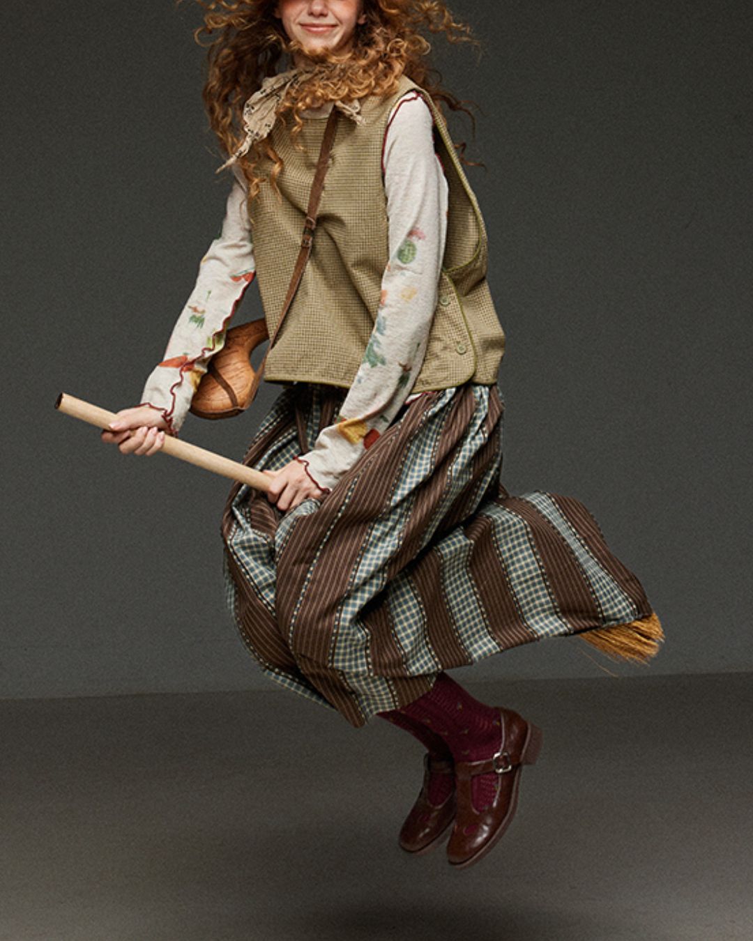 Check And Striped Contrast Color Skirt　SK007