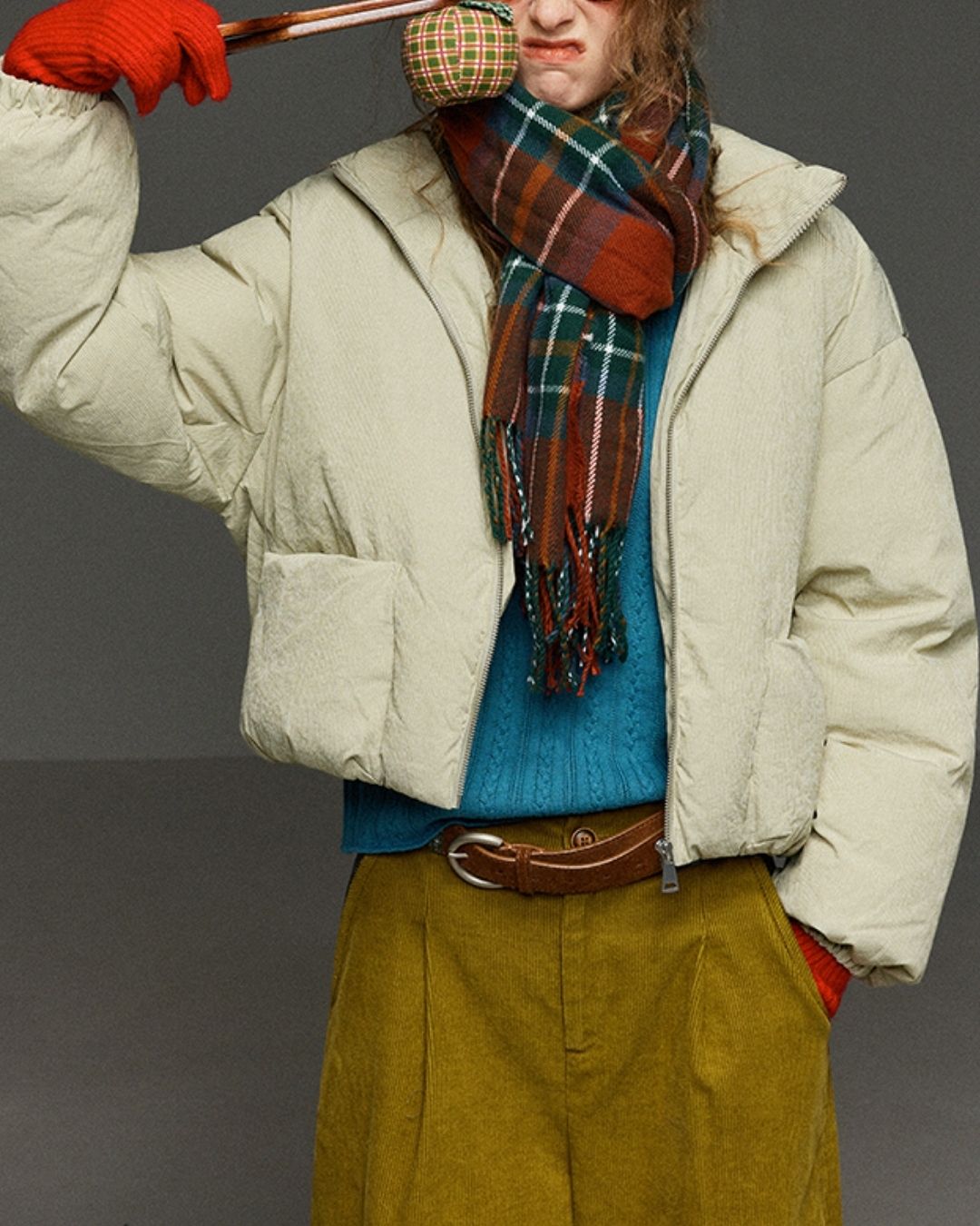 High Neck Cable Slim Fit Knit　KN070