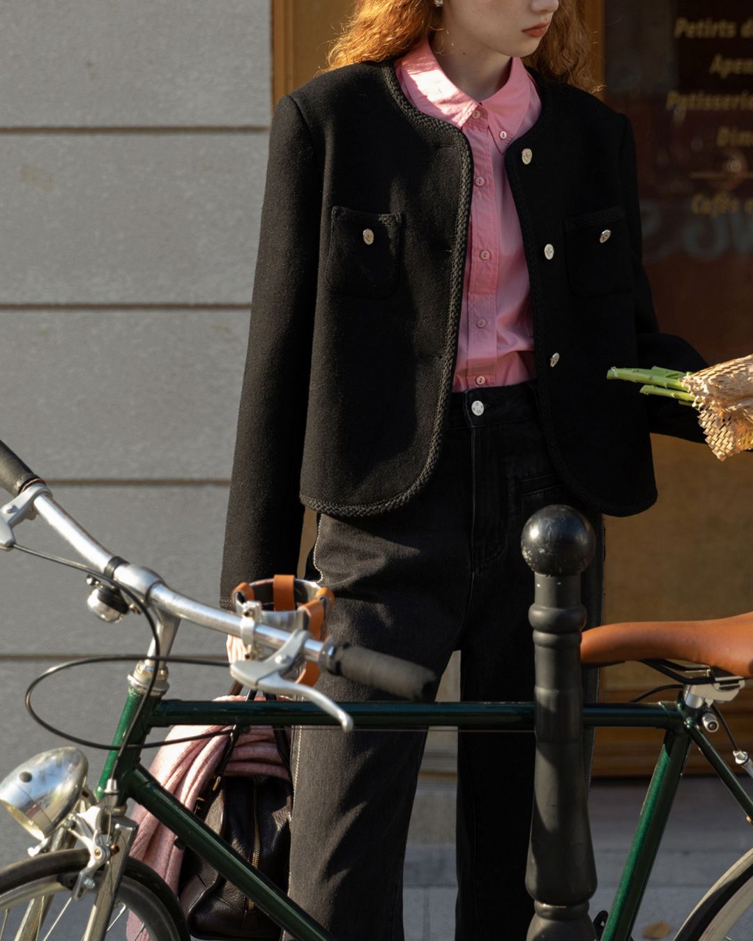 Back Half Button Collar Shirt　LS032