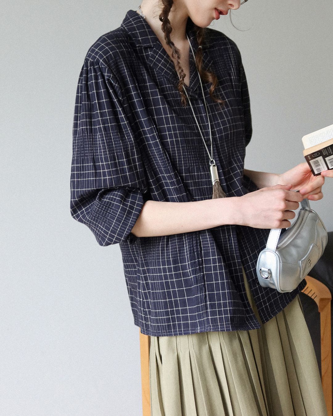 Open Collar Long Sleeve Shirt　LS012