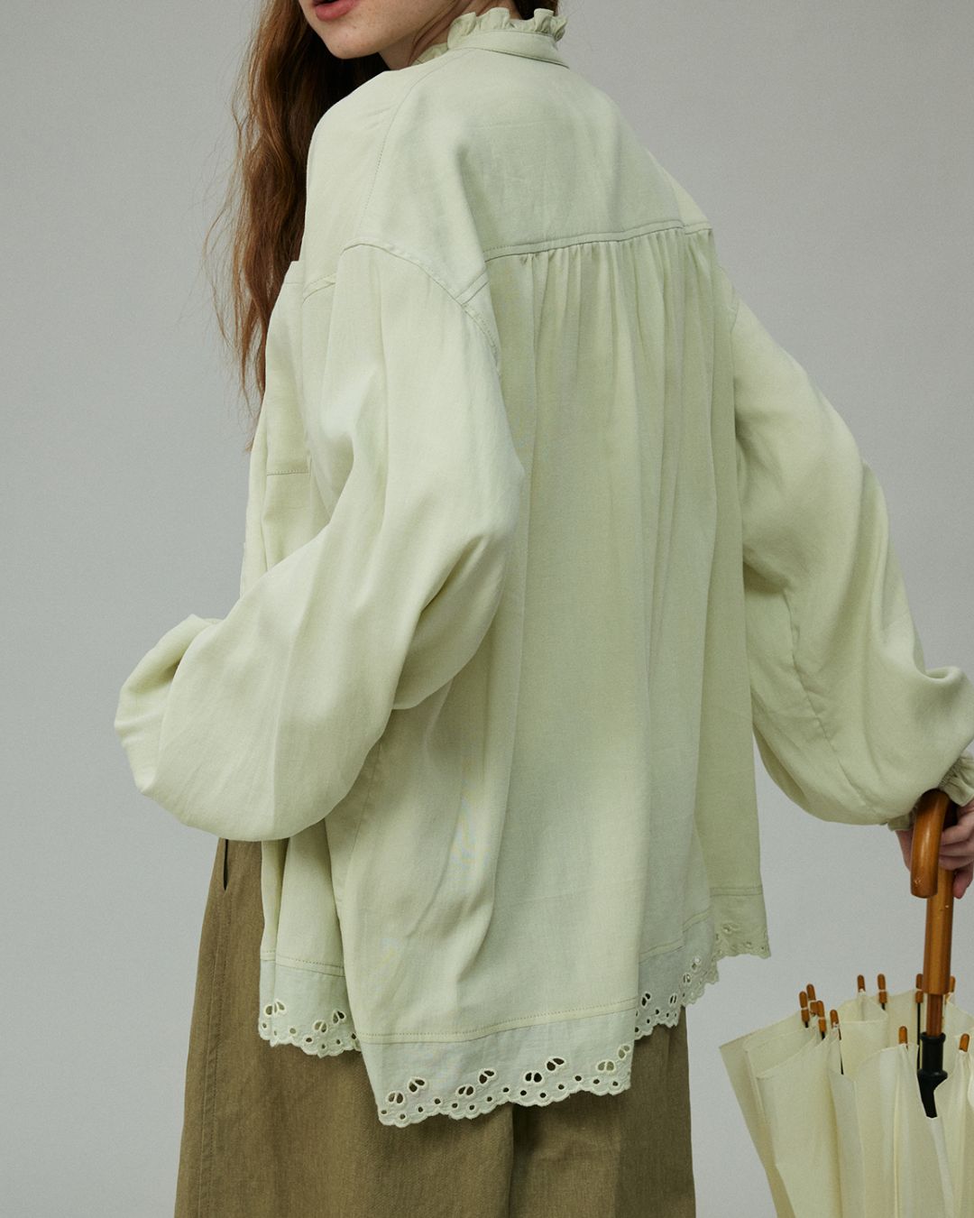 Stand Collar Frill Shirt　LS001