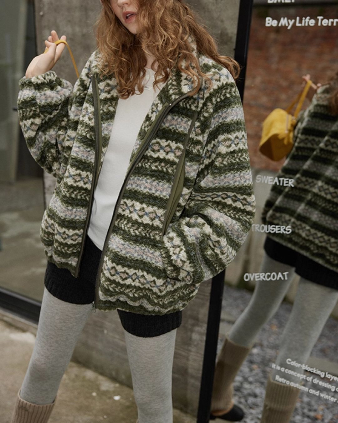 Fleece All-over Border Jacket　JK042