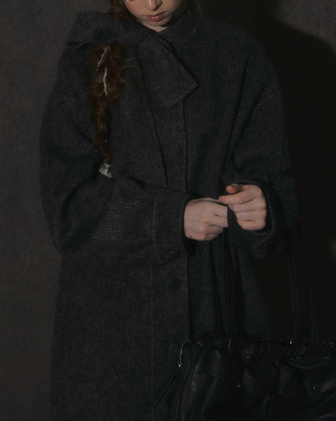 Bow-tied Pleated Cuff Wool Coat　CT026