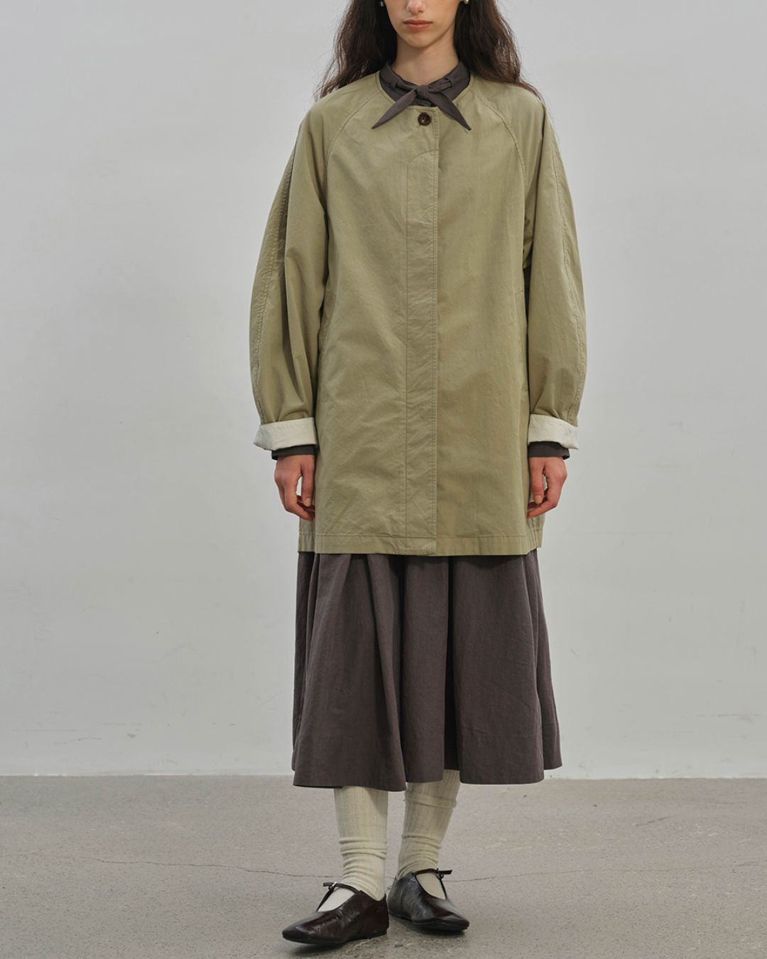 Gathered Long Shirt Dress　OP003