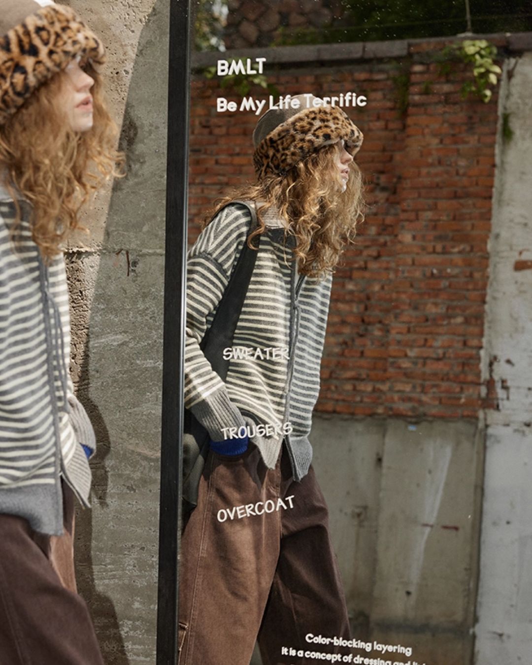 Double-Zip Border Knit Cardigan　KN043