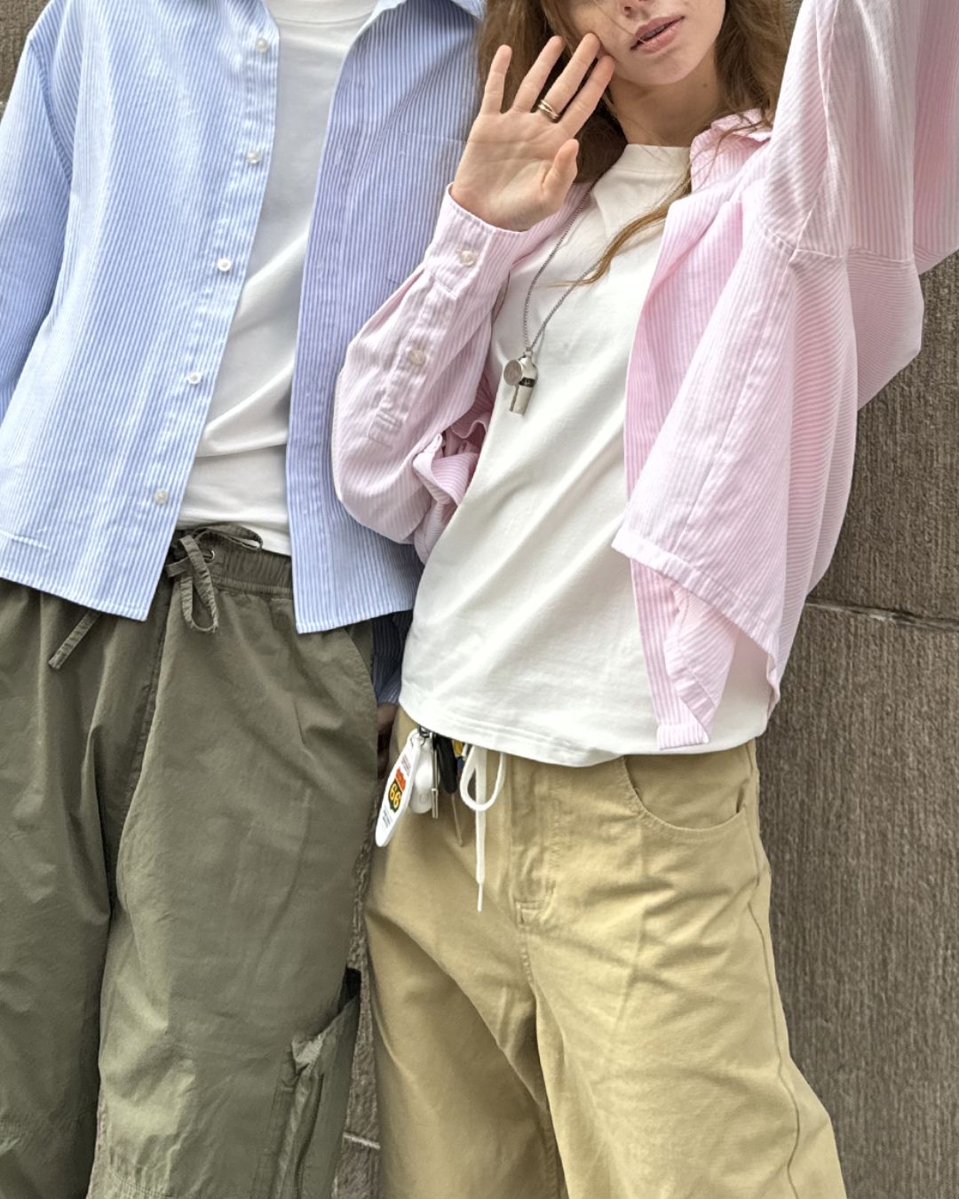 Striped Cropped Shirt　LS008