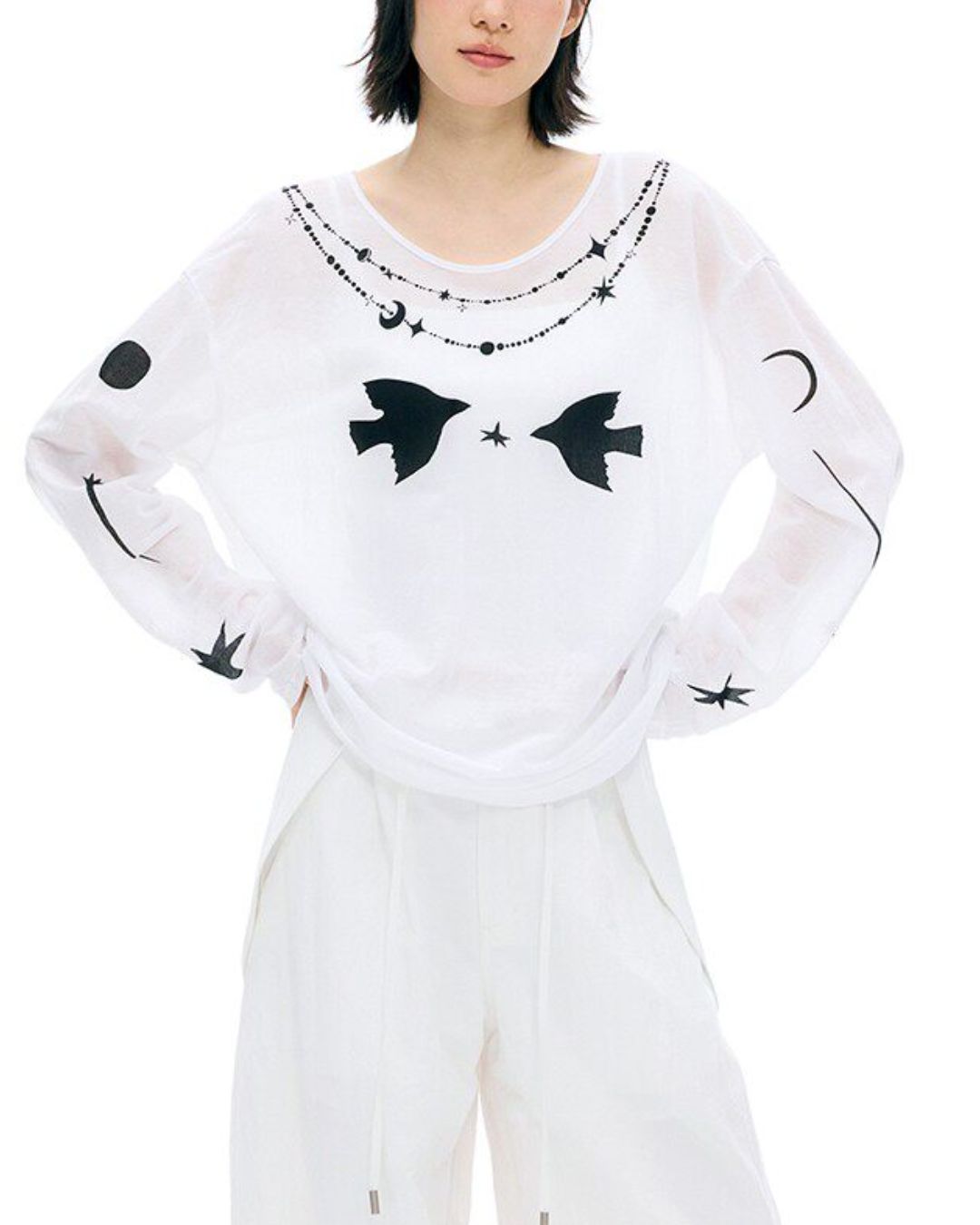 Relaxed Fit Sheer Print T-shirt　LT025