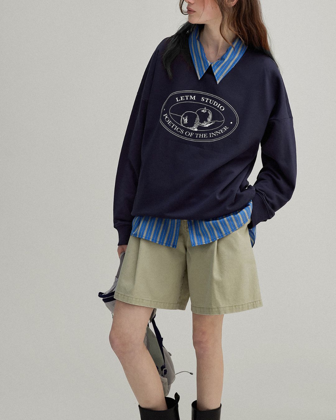 Double Zipper Striped Shirt　LS014