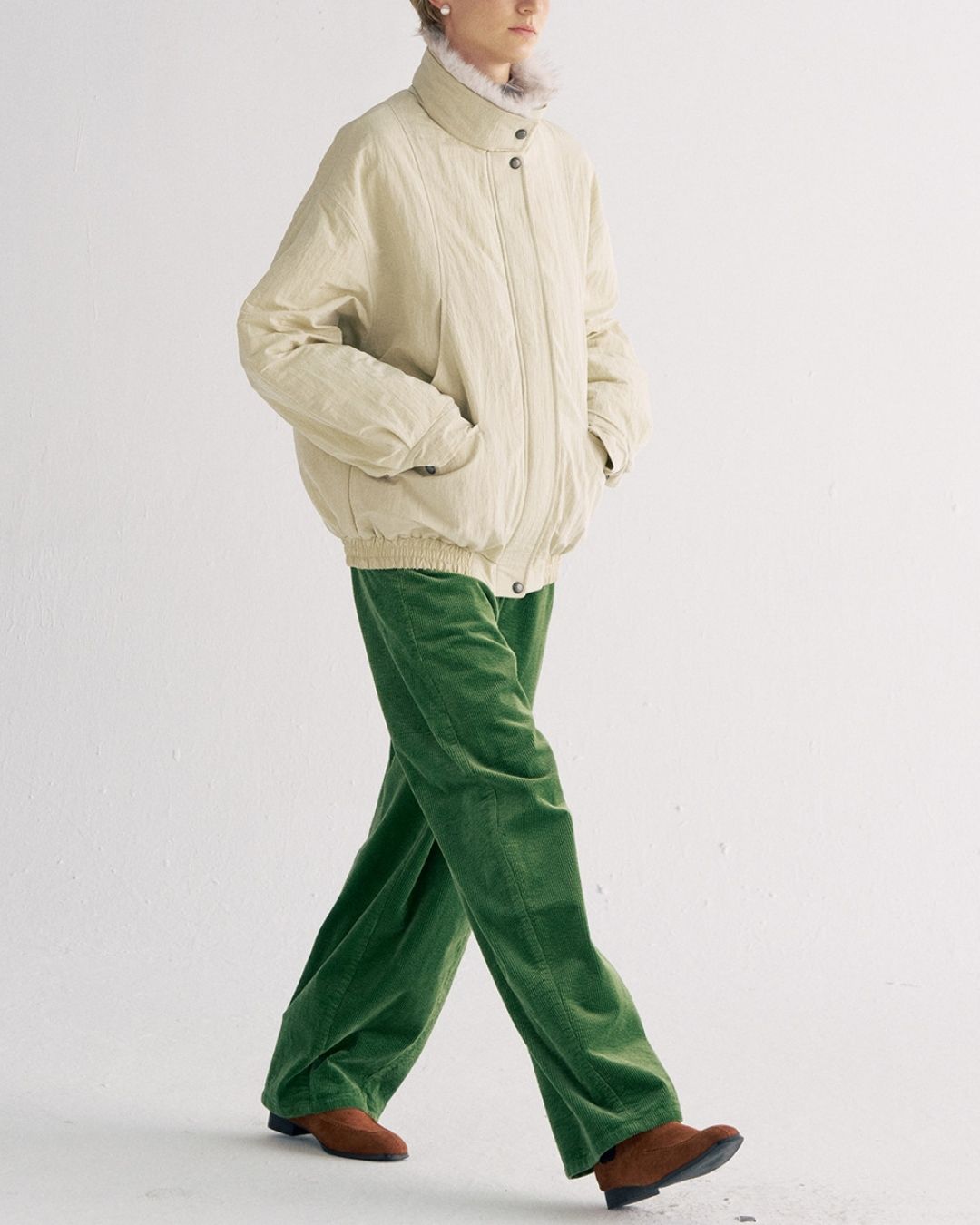 Detachable Fur Collar Quilted Jacket　JK078