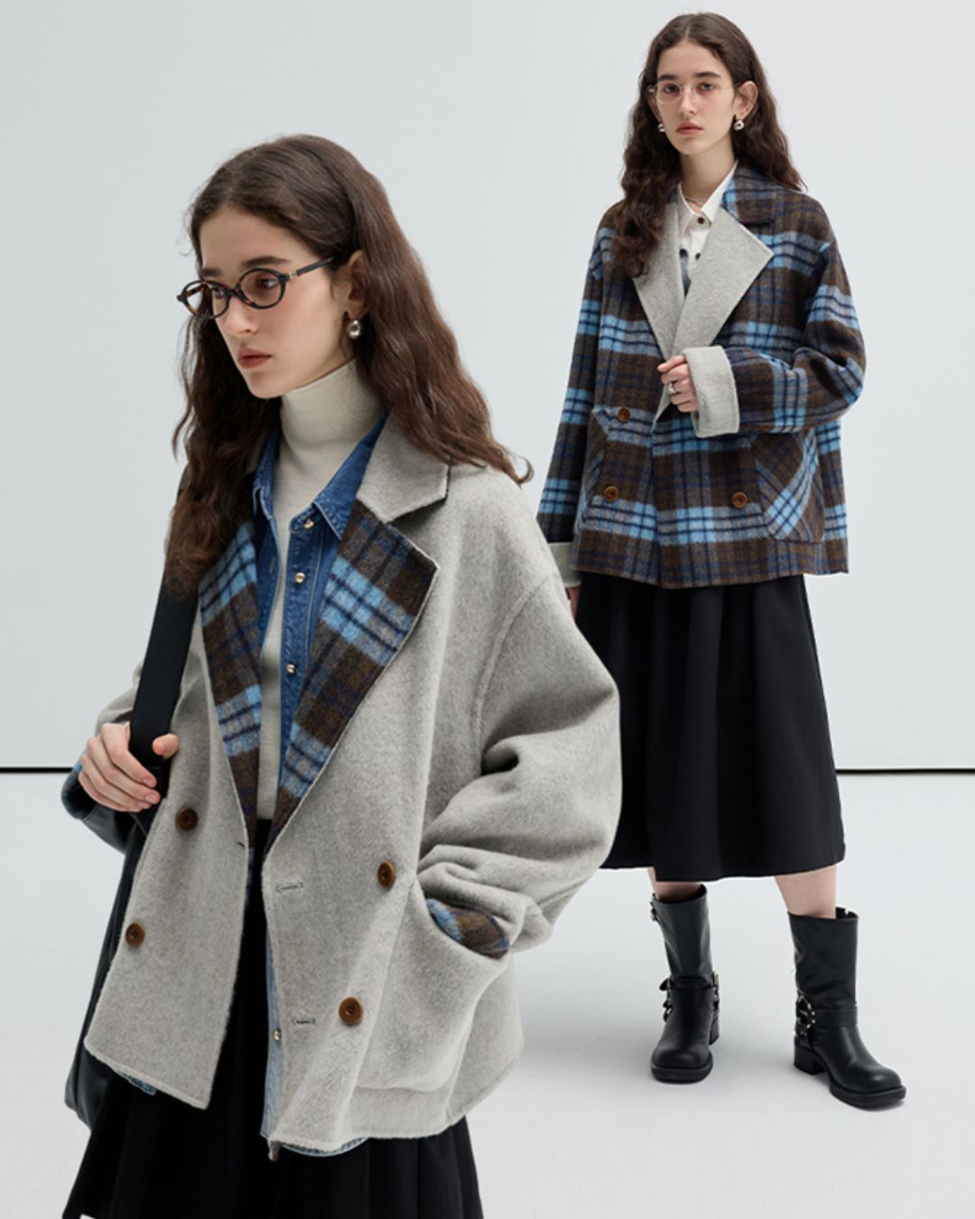 Reversible Check Short Coat　CT011