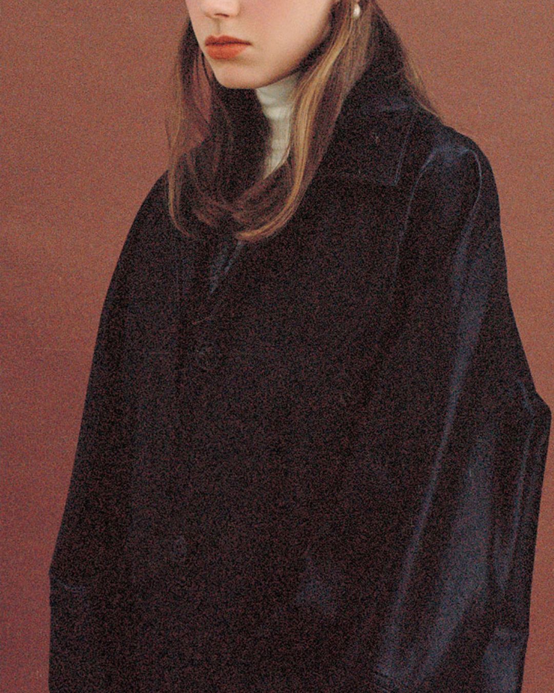 Mid-length Collared Leather Jacket　JK036