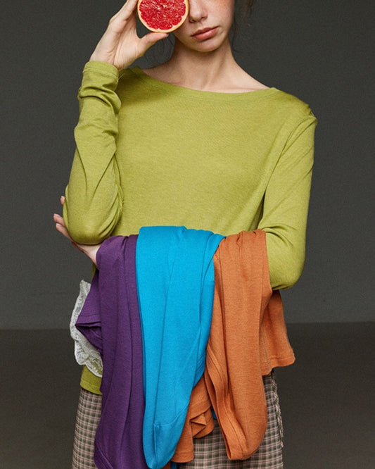 Boat Neck Slim Fit T-shirt　LT012