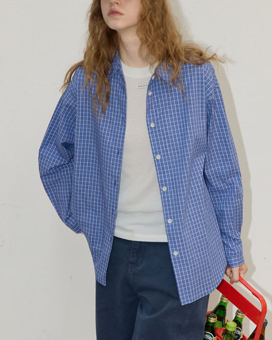 Retro Blue Check Shirt　LS049