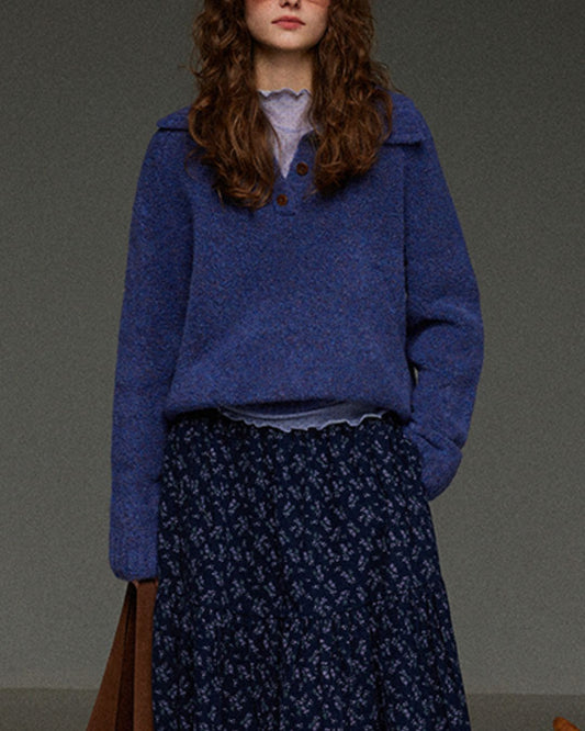 Half-button Collar Knit Pullover　KN055