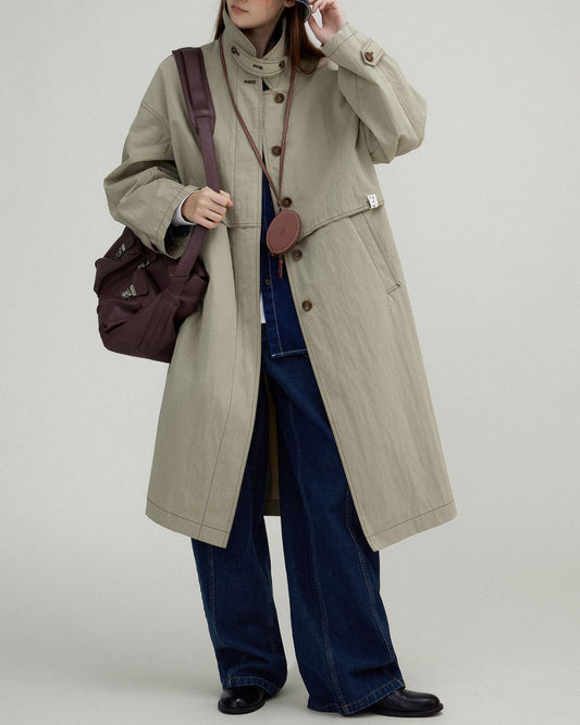 Stand Collar Stitch Long Coat　CT004