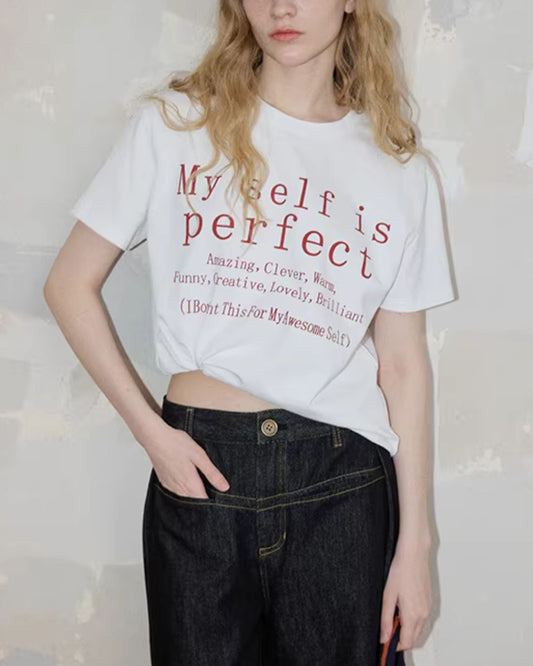 Text Print Crew Neck T-Shirt　ST009