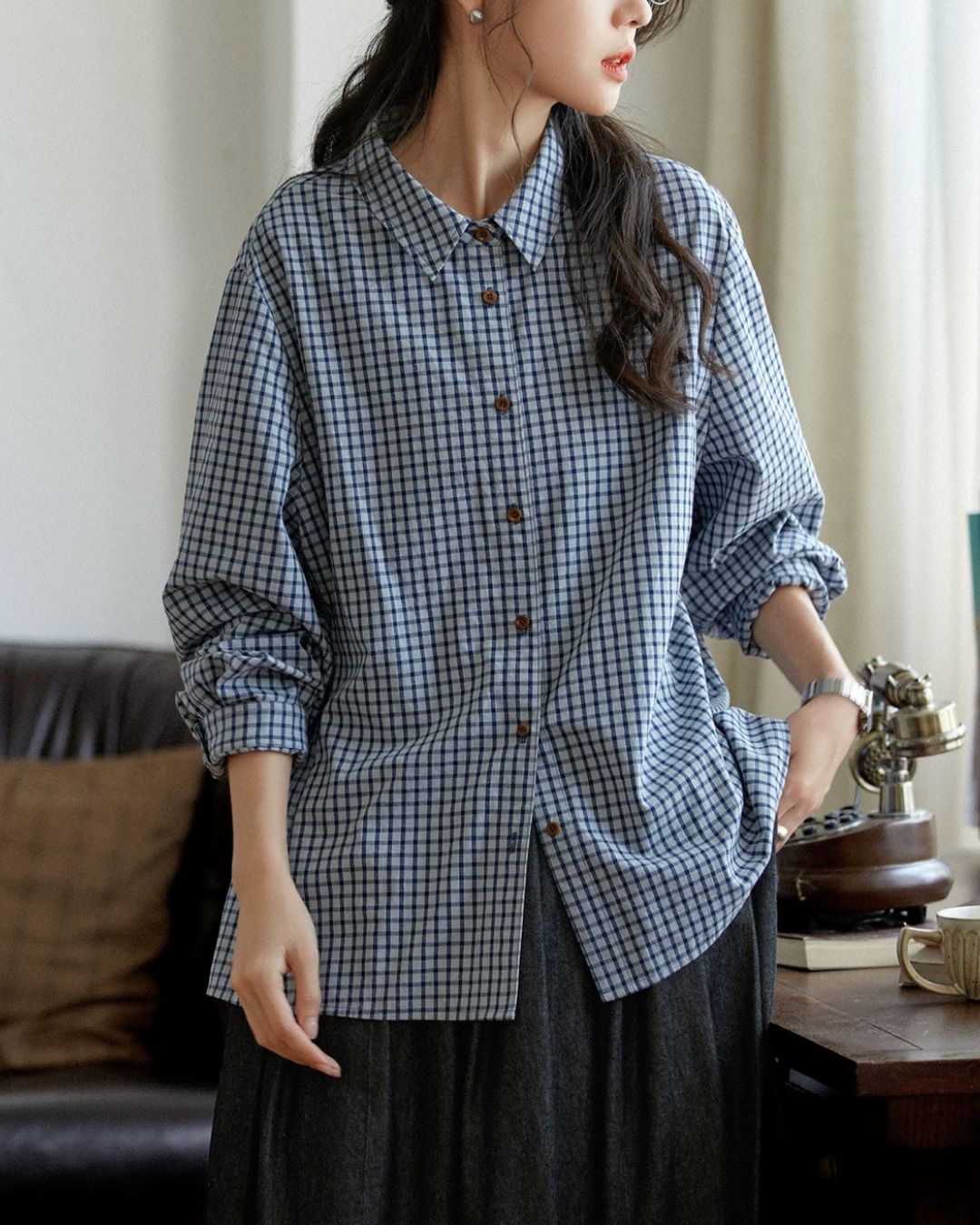 Classic Blue Check Shirt　LS058