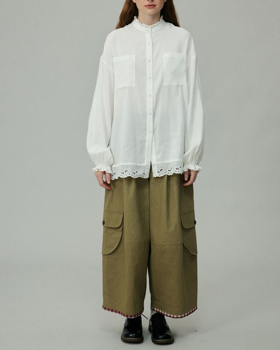 Stand Collar Frill Shirt　LS001