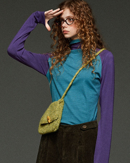Colorblock Turtleneck T-Shirt　LT017