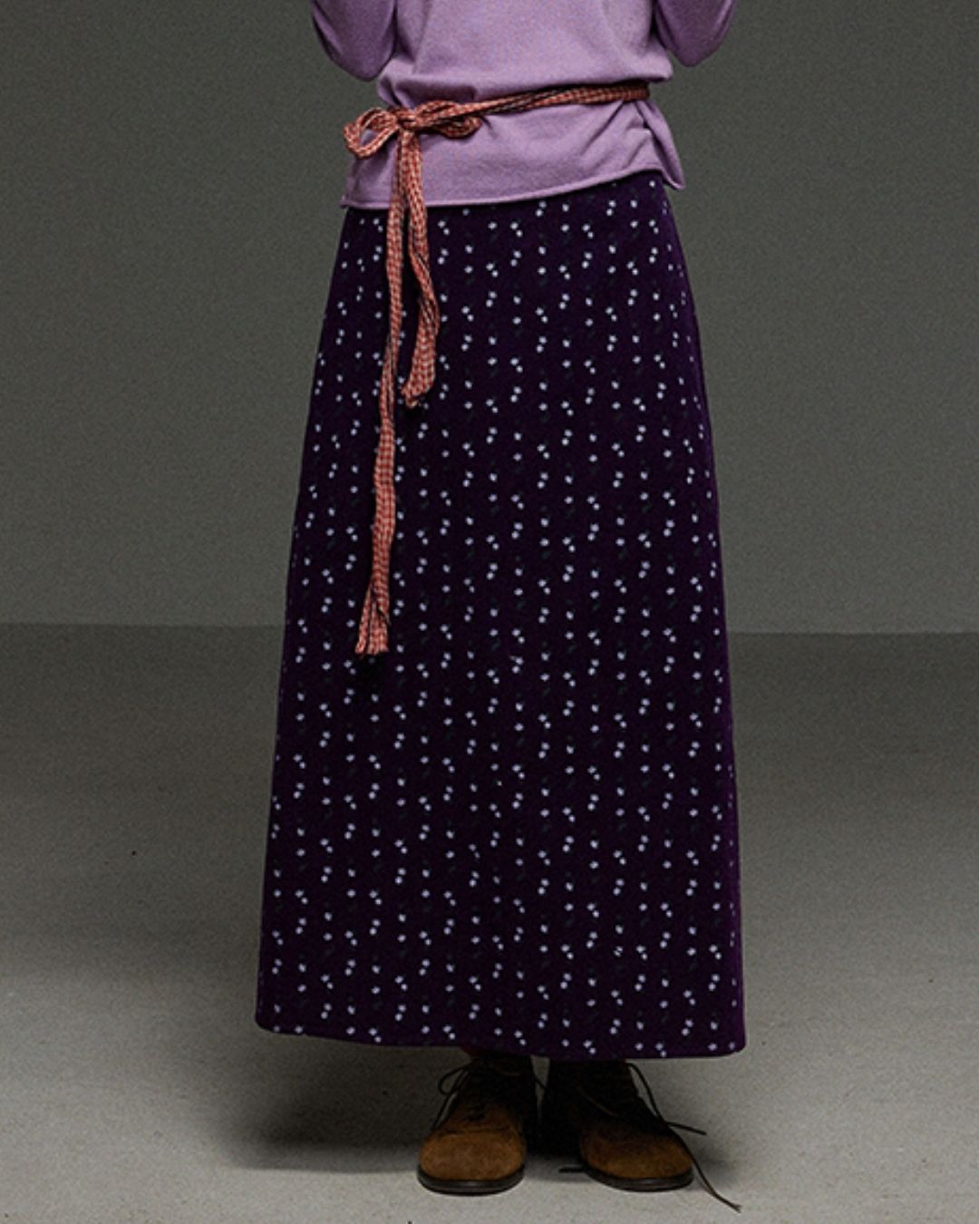 Retro Flower Corduroy Long Skirt　SK013