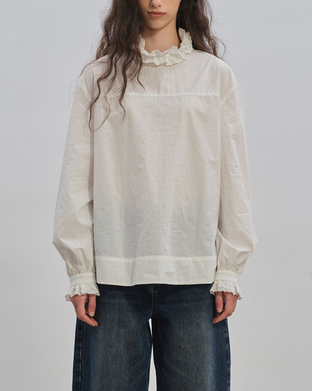 Back Button Ruffle Shirt　LT009