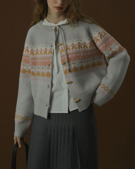 Fair Isle Retro Knit Cardigan　KN039