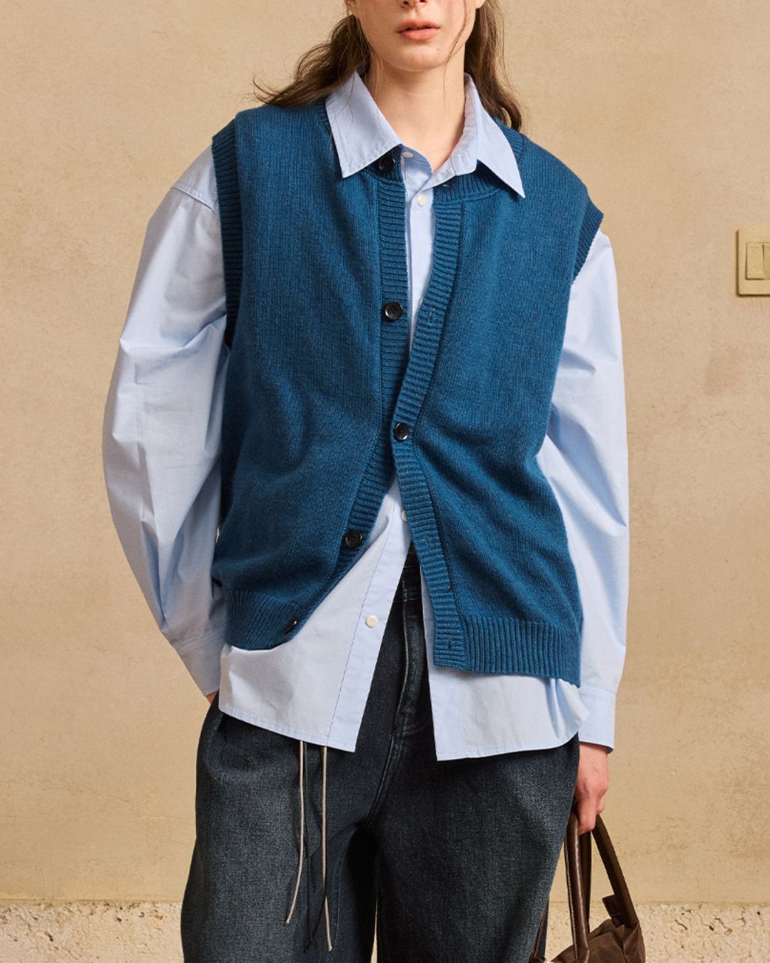 Basic Knit Cardigan Vest　VT018