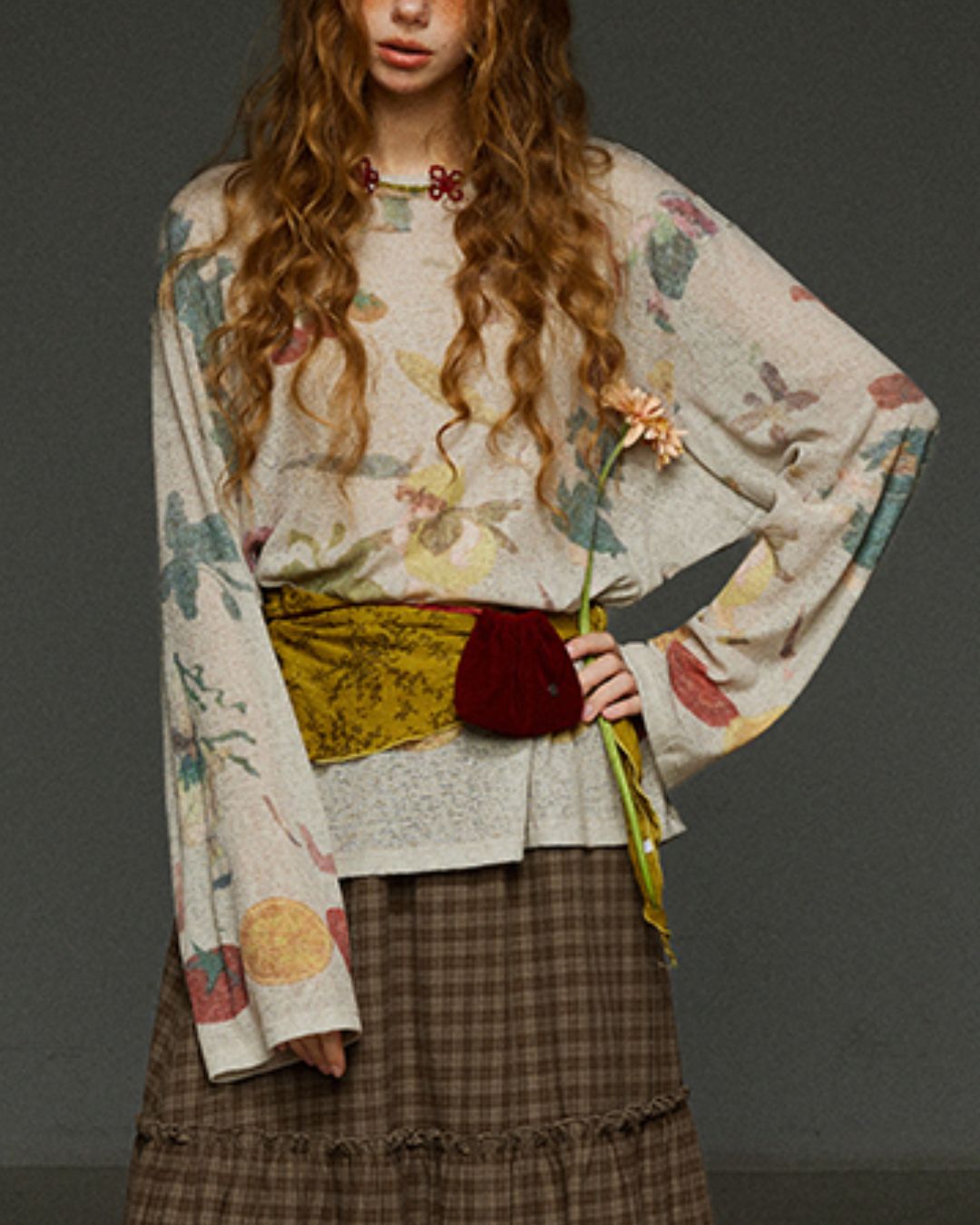 Oversized Retro Print T-shirt　LT014