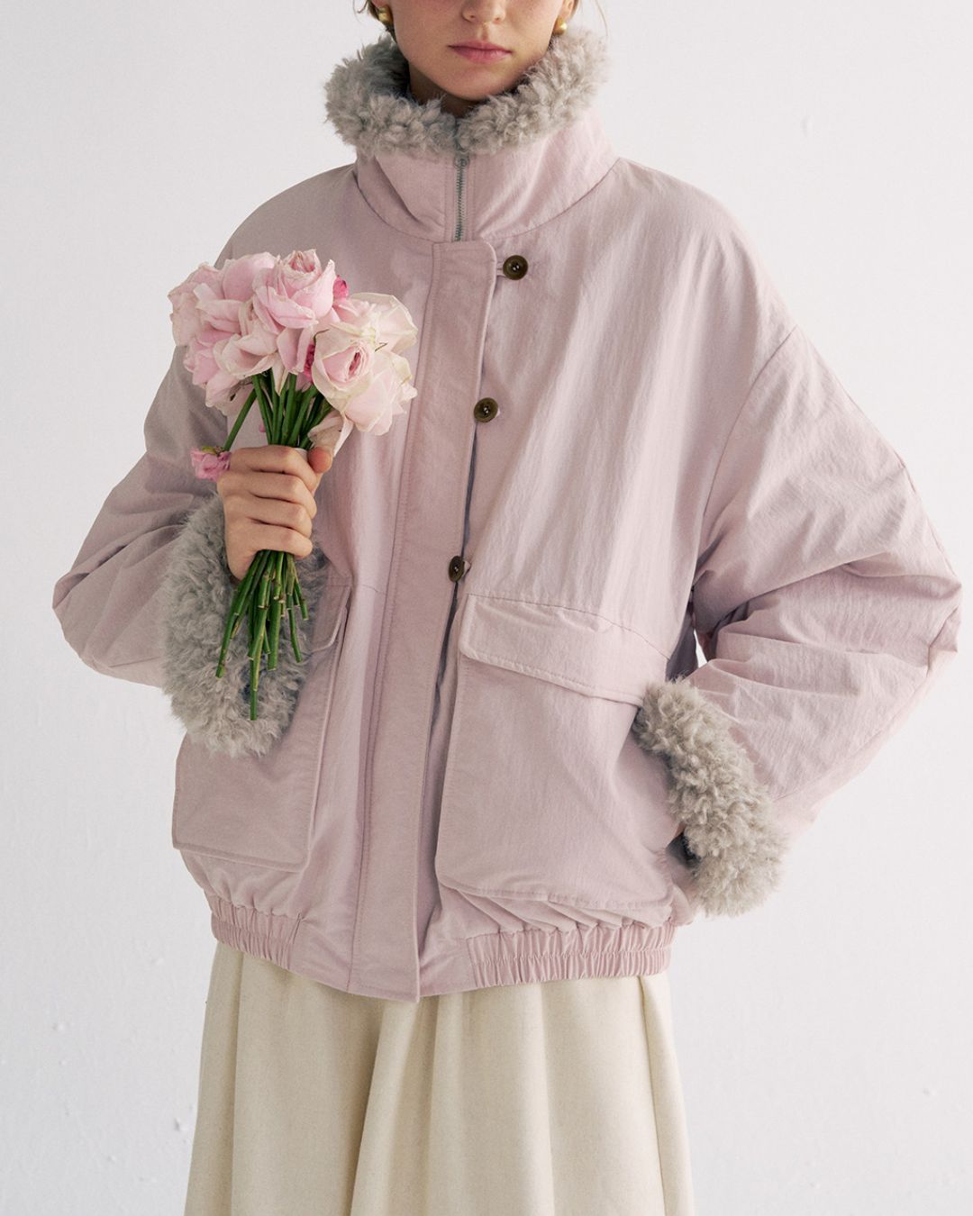 Stand-up Boa Collar Padded Jacket　JK077