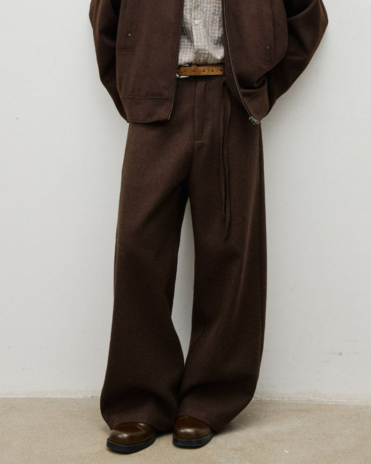 String-decorated Wool Wide Pants　PT022