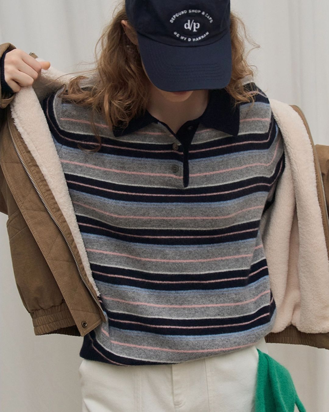 Border Collared Sweater　KN059