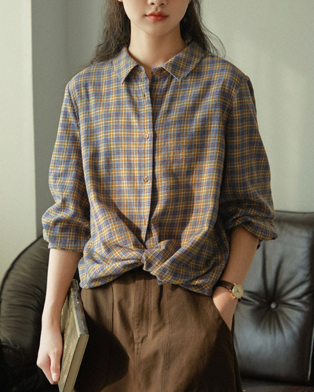 Check Retro Shirt　LS059