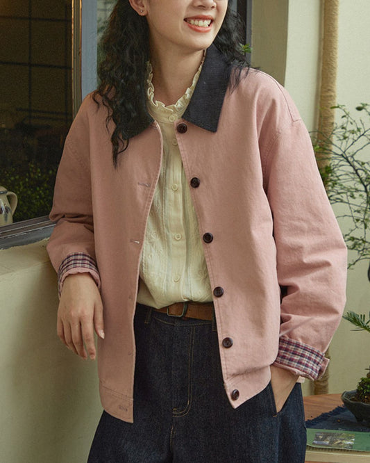 Contrast Collar Vintage Jacket　JK088