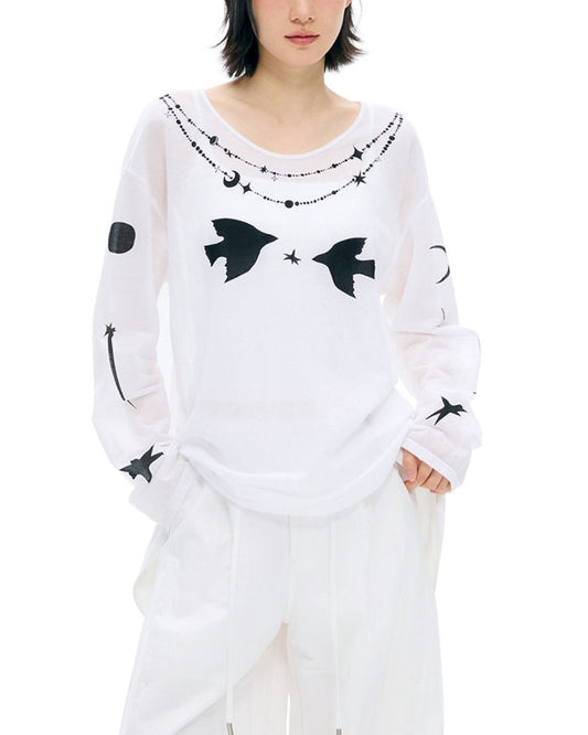 Relaxed Fit Sheer Print T-shirt　LT025