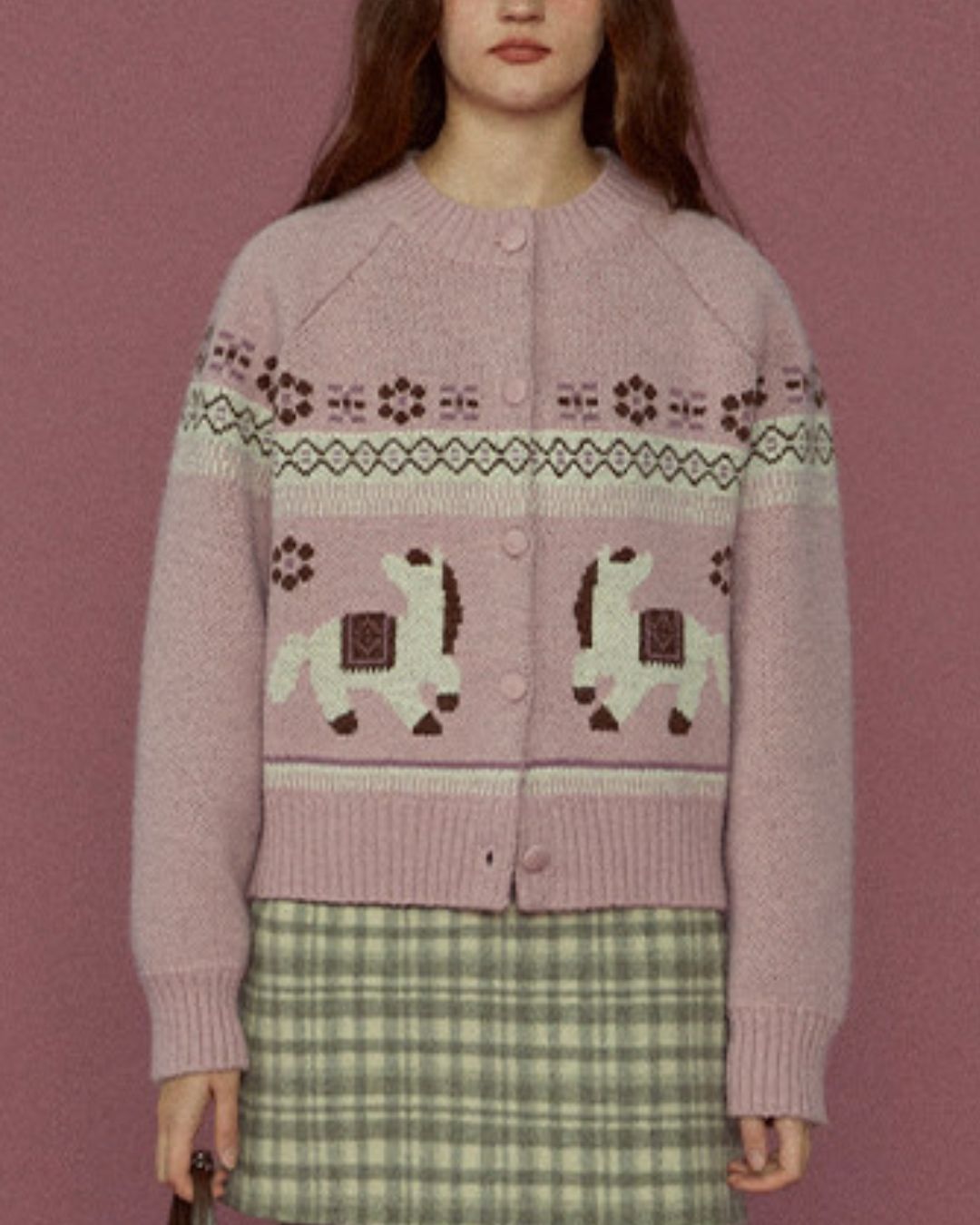 Dancing Pony Fair Isle Knit Cardigan　KN092