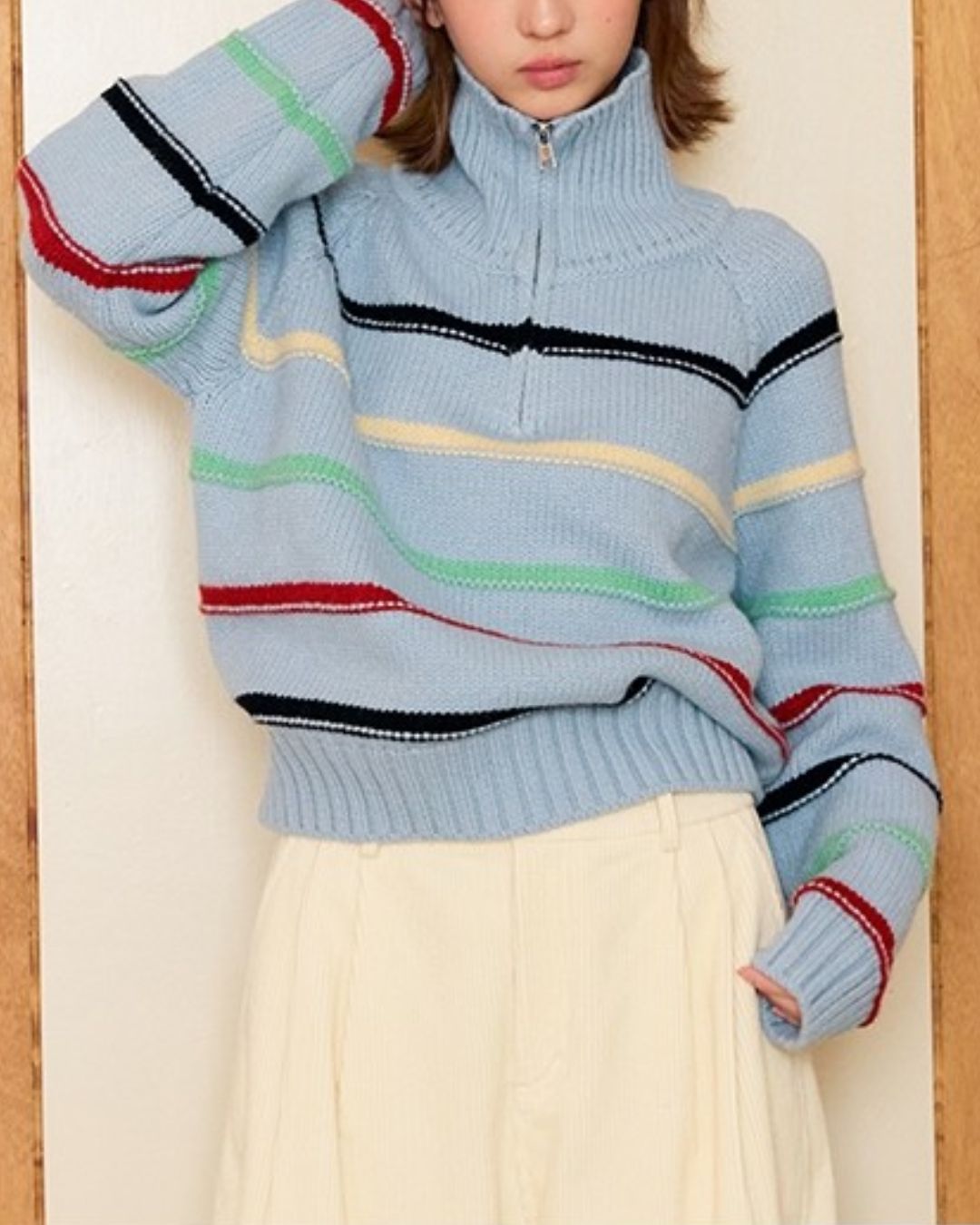 Multi-border Half-zip Knit　KN091